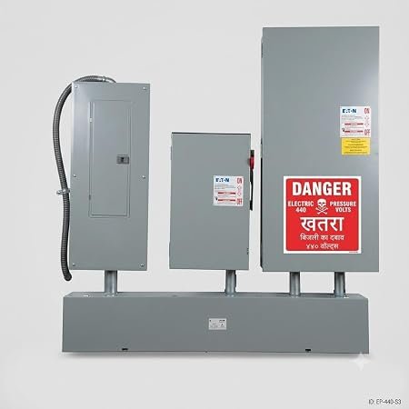 Danger 440 Volts UV laminate on Metal Sheet Sign 4 X 4 inch