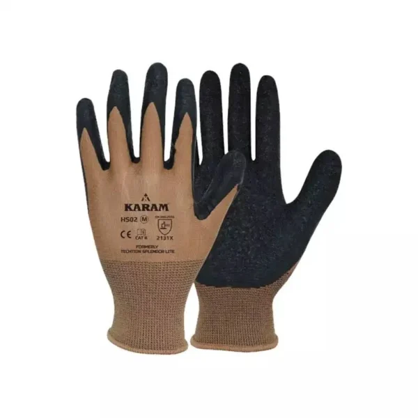 Polyester Liner with Natural Latex Coating Black Safety Gloves |