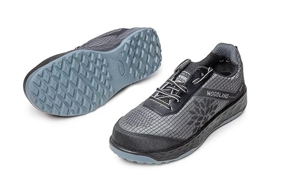 Woodland Ranger Knitted Safety Shoes for Men | Oil Resistant Safety Shoe with Anti Slip Grip | Lightweight & Antistatic PU Double Density with Composite Toe | Black