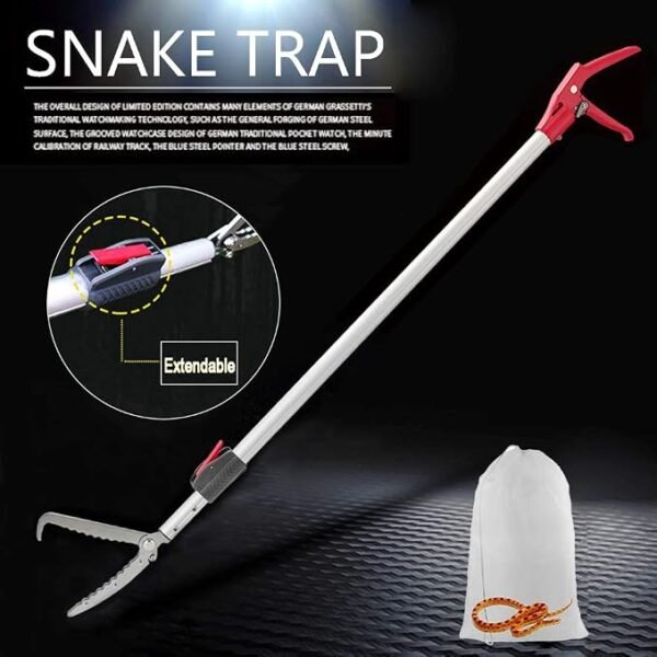 1.5m Snake Catcher Tongs Extendable Reptile Grabber Zigzag Wide Jaw Toolset |