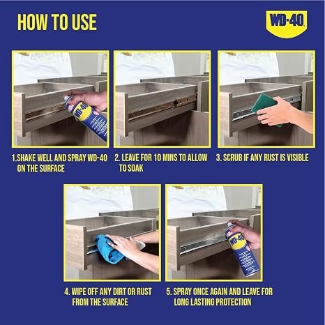 WD-40 Multipurpose Spray, Lubricant, Rust Remover, Cleans Bike Chains, Squeak Noise, Stain Remover, Cleaning Agent, 170g |