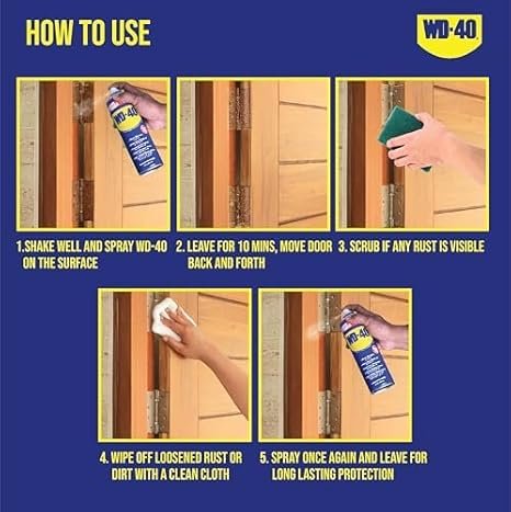 WD-40 Multipurpose Spray, Lubricant, Rust Remover, Cleans Bike Chains, Squeak Noise, Stain Remover, Cleaning Agent, 170g |