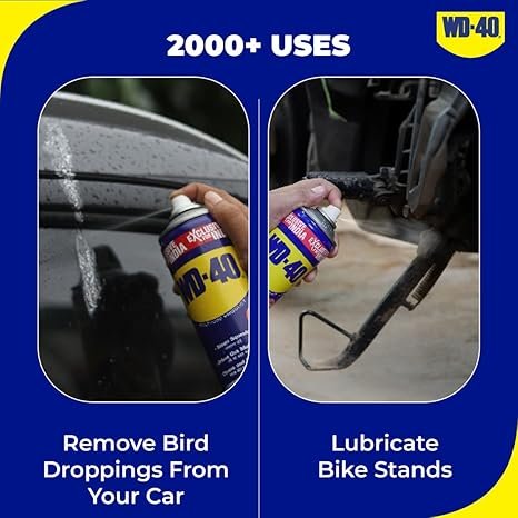 WD-40 Multipurpose Spray, Lubricant, Rust Remover, Cleans Bike Chains, Squeak Noise, Stain Remover, Cleaning Agent, 170g |