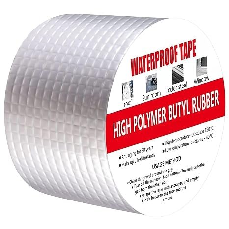 Super Strong Adhesive 4 Inch Waterproof Permanent Repair Aluminum Butyl Tape Rubber Foil Suitable for Roof Leak, surface Crack, Window Sill Gap, Boat Sealing, Home Renovation