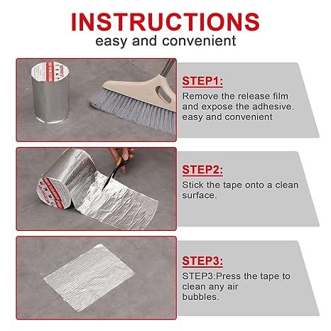 Super Strong Adhesive 4 Inch Waterproof Permanent Repair Aluminum Butyl Tape Rubber Foil Suitable for Roof Leak, surface Crack, Window Sill Gap, Boat Sealing, Home Renovation