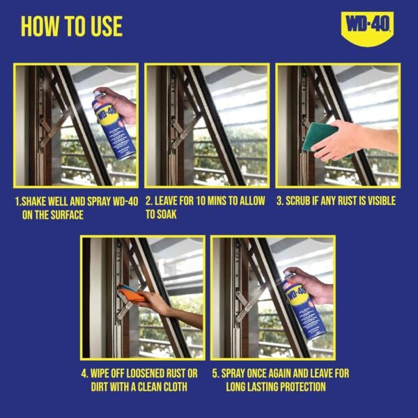 WD-40 Multipurpose Spray, Lubricant, Rust Remover, Cleans Bike Chains, Squeak Noise, Stain Remover, Cleaning Agent, 170g |