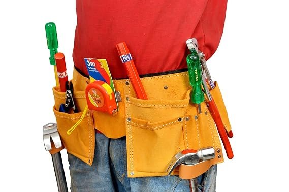 REAL11 Pocket Leather Tool Bag with Hammer Holder and Tape Holder