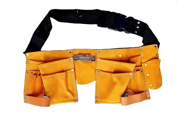 157 REAL11 Pocket Leather Tool Bag with Hammer Holder and Tape Holder