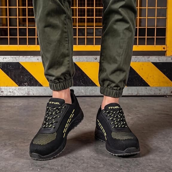 FUEL Armour-1-DD ISI Marked Safety Shoes for Men | Steel Toe Cap, 200 Joule Impact & Compression Protection | Anti-Slip Oil & Water Resistant PVC Sole | Lightweight Industrial Work Shoes | Electrical Hazard Safe |