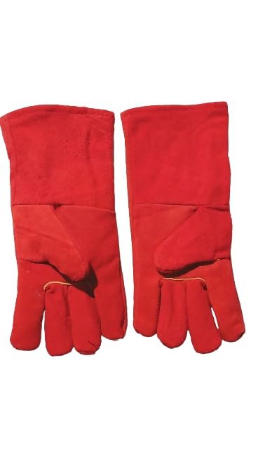 Red Heavy-Duty Leather Safety Gloves |