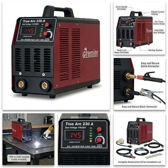 Premier True Arc 230A DC Inverter Arc Welder, Dual Voltage 110/220V, Portable with Digital Current Display
