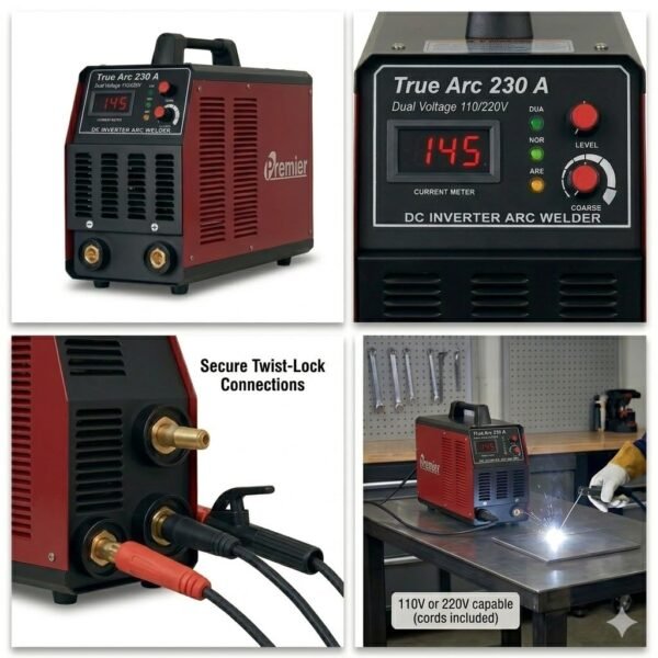 Premier True Arc 230A DC Inverter Arc Welder, Dual Voltage 110/220V, Portable with Digital Current Display