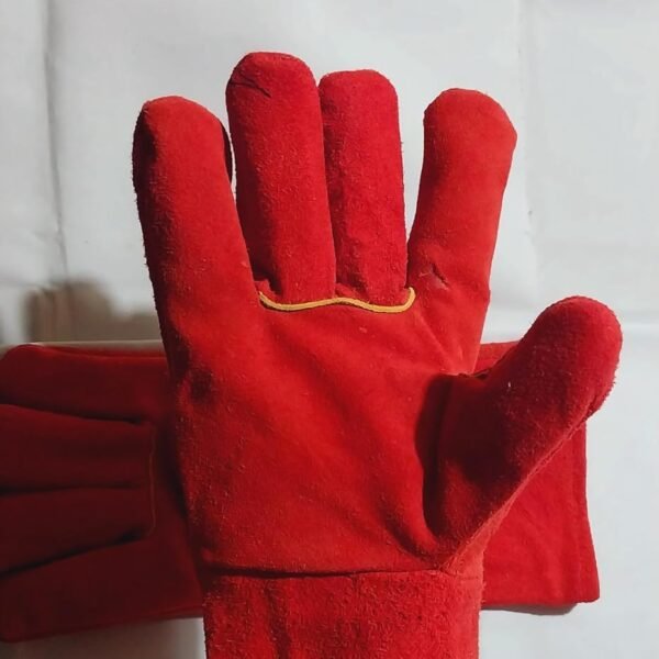 Red Heavy-Duty Leather Safety Gloves |