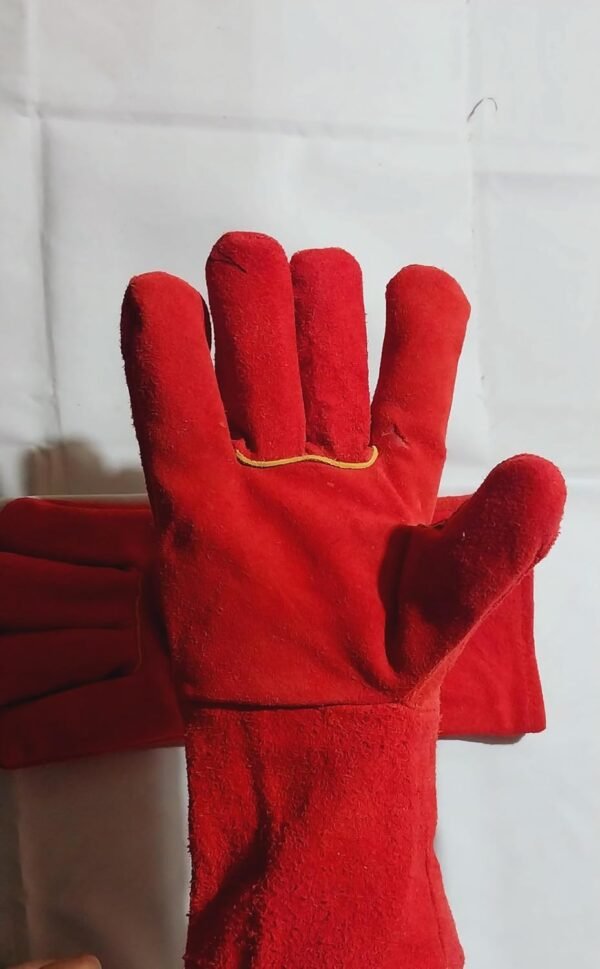 Red Heavy-Duty Leather Safety Gloves |
