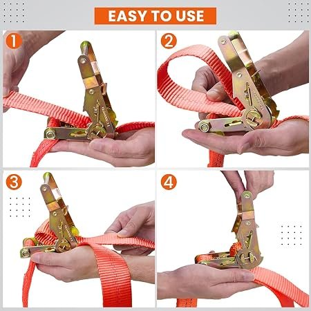 19 Lashing Belt - Pack of 1 | Heavy Duty Ratchet Belt | 50 mm x 6 Mtr | Double J Hooks Luggage Straps | Wear and Tear Resistant |