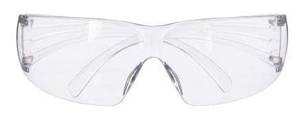 Safety Glasses with Clear White Type Anti Fog Scratch Resistant Wrap-Around Lenses and No-Slip Grips, UV Protection. Adjustable, White Frames- Pack of 5