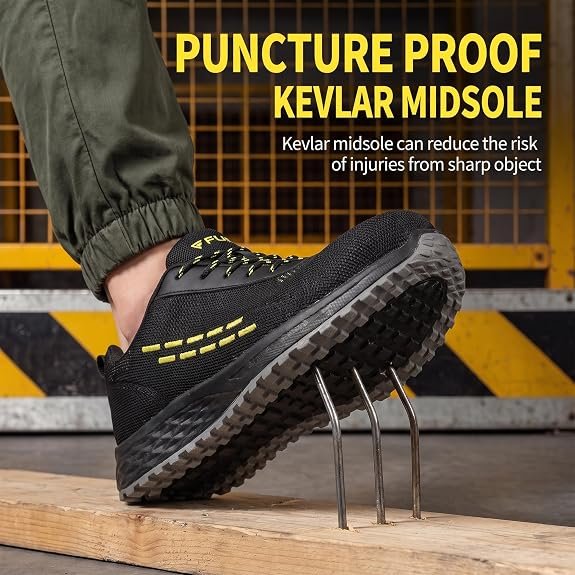 20 FUEL Armour-1-DD ISI Marked Safety Shoes for Men | Steel Toe Cap, 200 Joule Impact & Compression Protection | Anti-Slip Oil & Water Resistant PVC Sole | Lightweight Industrial Work Shoes | Electrical Hazard Safe |