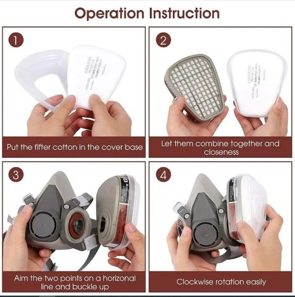 Bayleef Half Face Chemical Facepiece Reusable Half Face Respirator Anti Industrial Construction Dust Gas Mask