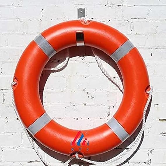 Life Buoy Ring with Rope Outer Material Hard Polyurethane Outer Diameter- 720mm Inner Diameter- 440mm Weight -2.5Kg Swimming Pool, Passenger Boat, Cruise, etc