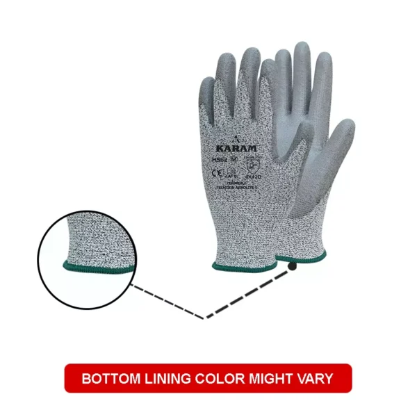 KARAM HPPE / Glass Liner with Polyurethane Coating Safety Gloves TDM-Level B, HS45 |