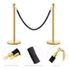 3 Ladwa Golden Finish Queue Manager with Black Velvet 1.5m Rope, Barricade & Stanchions Set