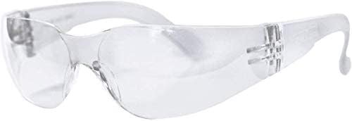 Safety Glasses with Clear White Type Anti Fog Scratch Resistant Wrap-Around Lenses and No-Slip Grips, UV Protection. Adjustable, White Frames- Pack of 5