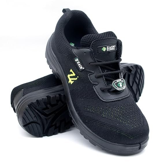 ZAIN Low Ankle Safety Shoes | BIS Approved, Breathable Upper | Lightweight, Sporty Design, Composite Toe | Black | Phantom |