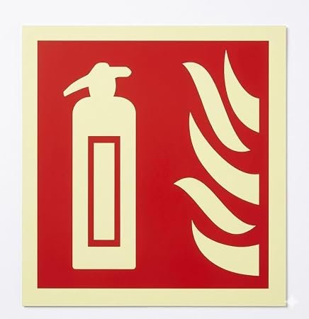 Hi-Ranger Glow In the Dark Fire Extinguisher Fire Equipment Self Adhesive Vinyl Sticker Sign for Walls and Doors (200 x 200 mm)
