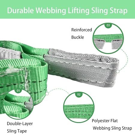 Lifting Sling Strap Heavy Duty Polyester 1000KG/1 Ton Capacity for Construction Rigging Moving(2M - Purple