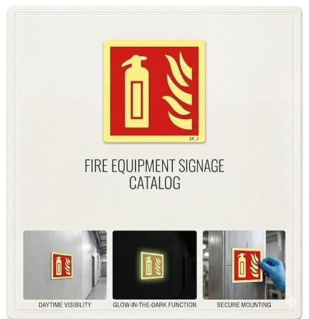 33 Hi-Ranger Glow In the Dark Fire Extinguisher Fire Equipment Self Adhesive Vinyl Sticker Sign for Walls and Doors (200 x 200 mm)