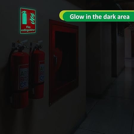 35 Hi-Ranger Glow In the Dark Fire Extinguisher Fire Equipment Self Adhesive Vinyl Sticker Sign for Walls and Doors (200 x 200 mm)