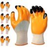 Safety Nitrile Coated I Anti-Cut Gloves for Industrial, Mechanical, Agricultural, Gardening and Multi-puropse Uses (Pack of 5 Pairs), Tiger Print (Double Coated)