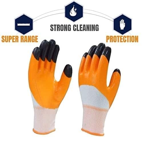Safety Nitrile Coated I Anti-Cut Gloves for Industrial, Mechanical, Agricultural, Gardening and Multi-puropse Uses (Pack of 5 Pairs), Tiger Print (Double Coated)