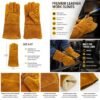 Welding Gloves Heat & Fire Resistant Leather Cut Proof High Temperature Hot Metal Thermal Work Safety Protective Heavy Duty Safety Leather Hand Gloves |