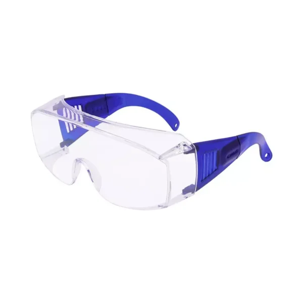 Karam ES007 Clear: 3-1.2 Lens Scale Polycarbonate Hard-Coated Safety Goggle Blue