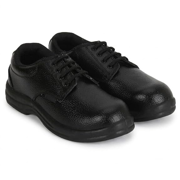 Labor Safety Shoes Black Full-Grain Leather Lace-Up |