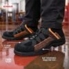 KARAM Flytex FS210 Safety Shoes for Men | Sporty Design, Lightweight with Single Density | Antistatic, Antislip, Oil & Heat Resistant with Fiber Toe | Grey & Orange |