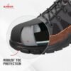 KARAM Flytex FS210 Safety Shoes for Men | Sporty Design, Lightweight with Single Density | Antistatic, Antislip, Oil & Heat Resistant with Fiber Toe | Grey & Orange |