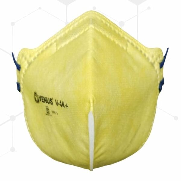 45 VENUS V-44+ FFP1S Unisex Anti Pollution with Head Loop fitting, Fold Flat Face Mask Yellow ISI Approved, Protection Sub-Micron Particles, Fine Dust, Micro Fine Filters & Skin Comfort Layer