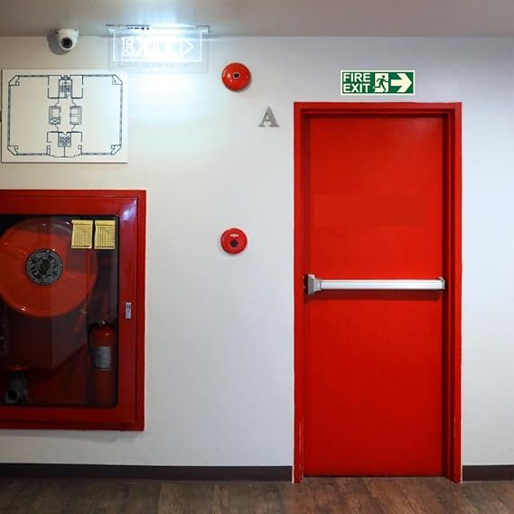 Fire Exit Left and Right Arrow Night Glow Signboard On PVC Sunboard 3 mm Size-300mm X 100mm
