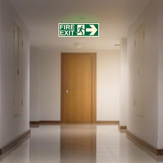 Fire Exit Left and Right Arrow Night Glow Signboard On PVC Sunboard 3 mm Size-300mm X 100mm