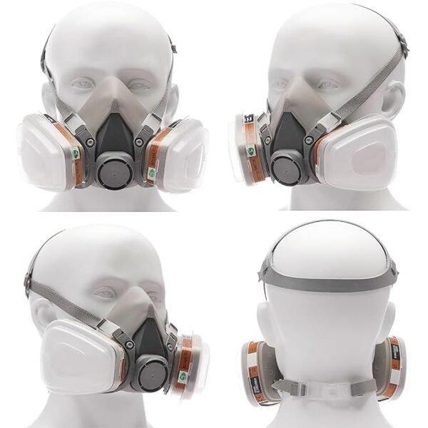 Reusable Respirator Face Cover with Filters, Industrial Respirator Mask for Men, 6200 Half Respirator Face Cover for Paint, Dust and Formaldehyde, Sanding, Polishing, Spraying, Chemicals