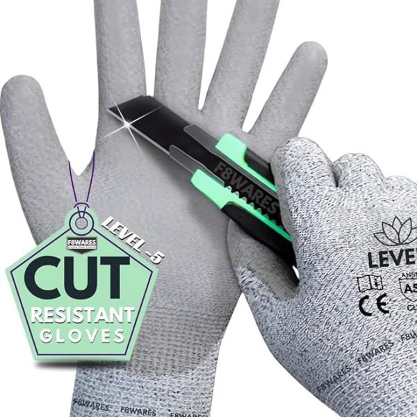 Level-5 Cut Resistant Gloves Coated Safety Gloves for Men & Women Industrial & Gardening Gloves Vegetable Cutting & Kitchen Hand Gloves Protective Work Gloves