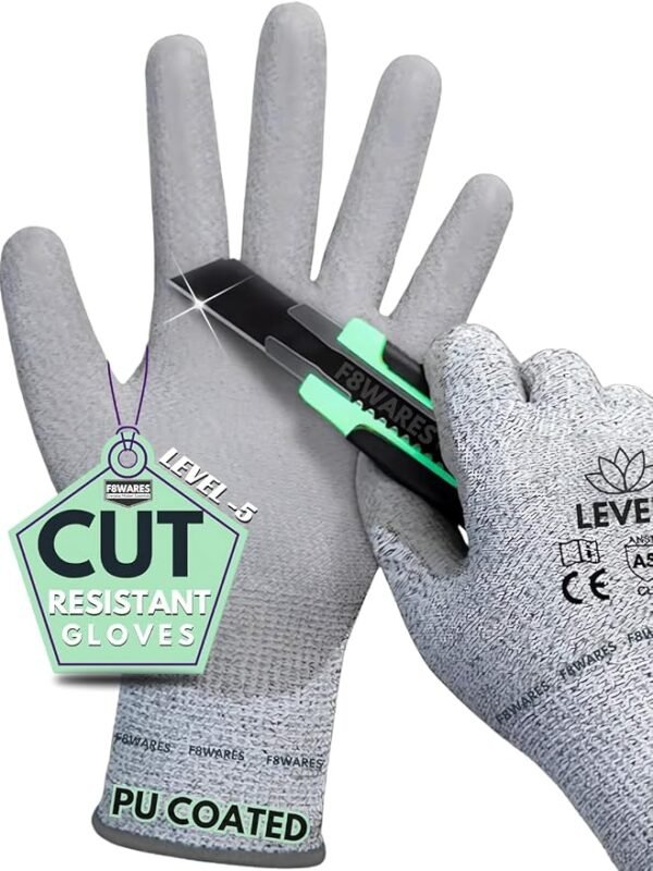 Level-5 Cut Resistant Gloves Coated Safety Gloves for Men & Women Industrial & Gardening Gloves Vegetable Cutting & Kitchen Hand Gloves Protective Work Gloves