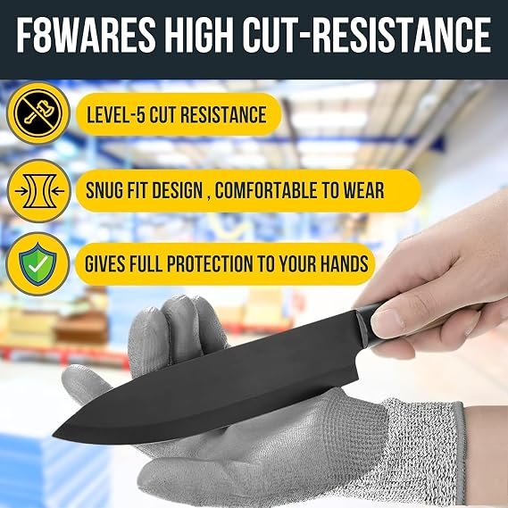Level-5 Cut Resistant Gloves Coated Safety Gloves for Men & Women Industrial & Gardening Gloves Vegetable Cutting & Kitchen Hand Gloves Protective Work Gloves