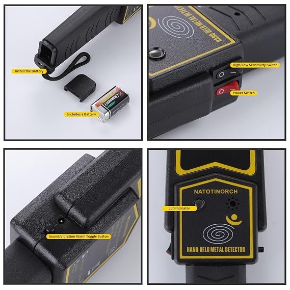 NATOTINORCH Handheld Metal Detector Wand,High-Sensitivity Security Detector Wand, for Security Inspection, Detection of Various Electronic Products, Metal Products, Weapons, Knives Scanner