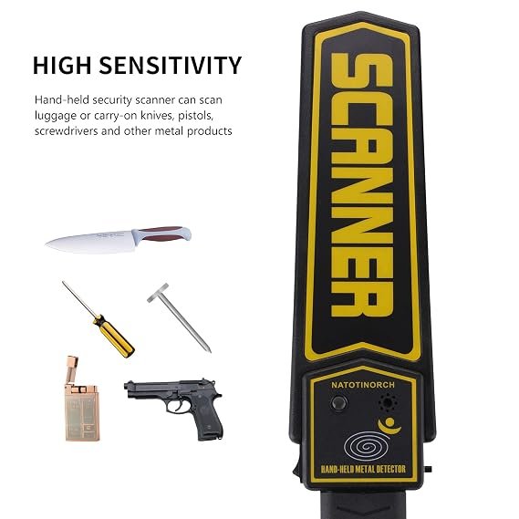 NATOTINORCH Handheld Metal Detector Wand,High-Sensitivity Security Detector Wand, for Security Inspection, Detection of Various Electronic Products, Metal Products, Weapons, Knives Scanner
