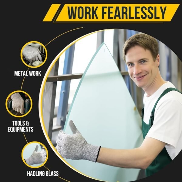 53 Level-5 Cut Resistant Gloves Coated Safety Gloves for Men & Women Industrial & Gardening Gloves Vegetable Cutting & Kitchen Hand Gloves Protective Work Gloves
