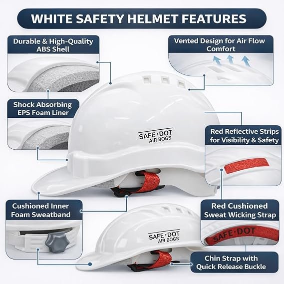 SAFEDOT Safety Helmet for Construction & Industrial Use, Hard Hat with Adjustable Ratchet Fit (1)