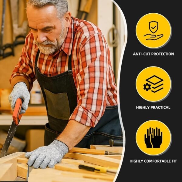 55 Level-5 Cut Resistant Gloves Coated Safety Gloves for Men & Women Industrial & Gardening Gloves Vegetable Cutting & Kitchen Hand Gloves Protective Work Gloves